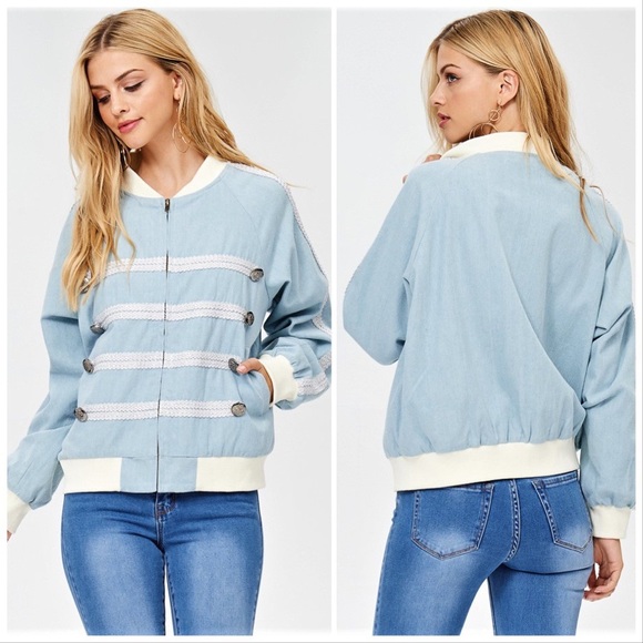 Jagger Military Chambray Bomber Jacket - Picture 6 of 8